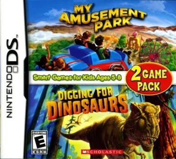 2 Game Pack - My Amusement Park + Digging for Dinosaurs (USA) box cover front